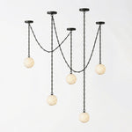 Load image into Gallery viewer, Black Metal Alabaster Globe Hardwired Chandelier