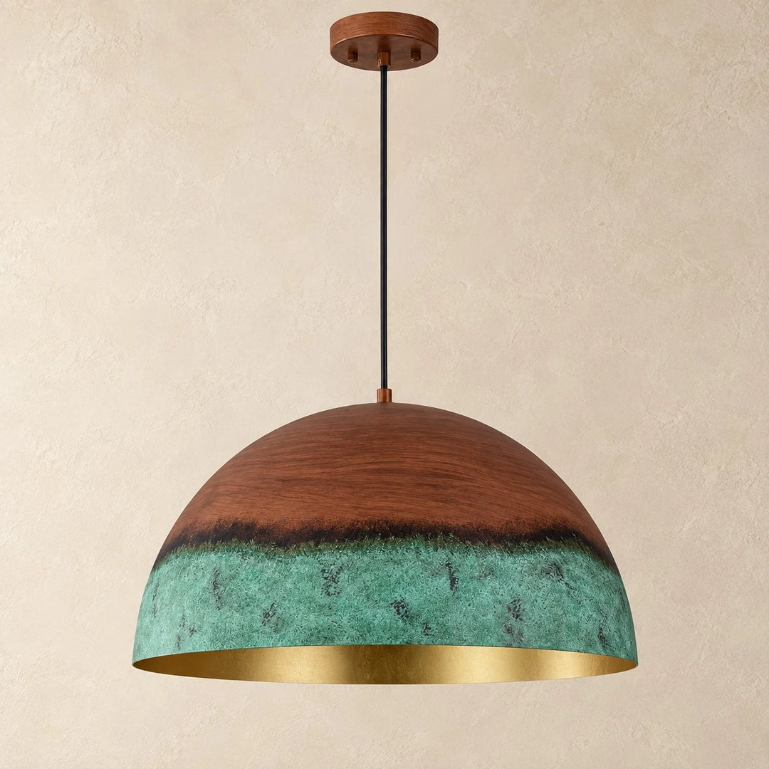 copper patina pendant light