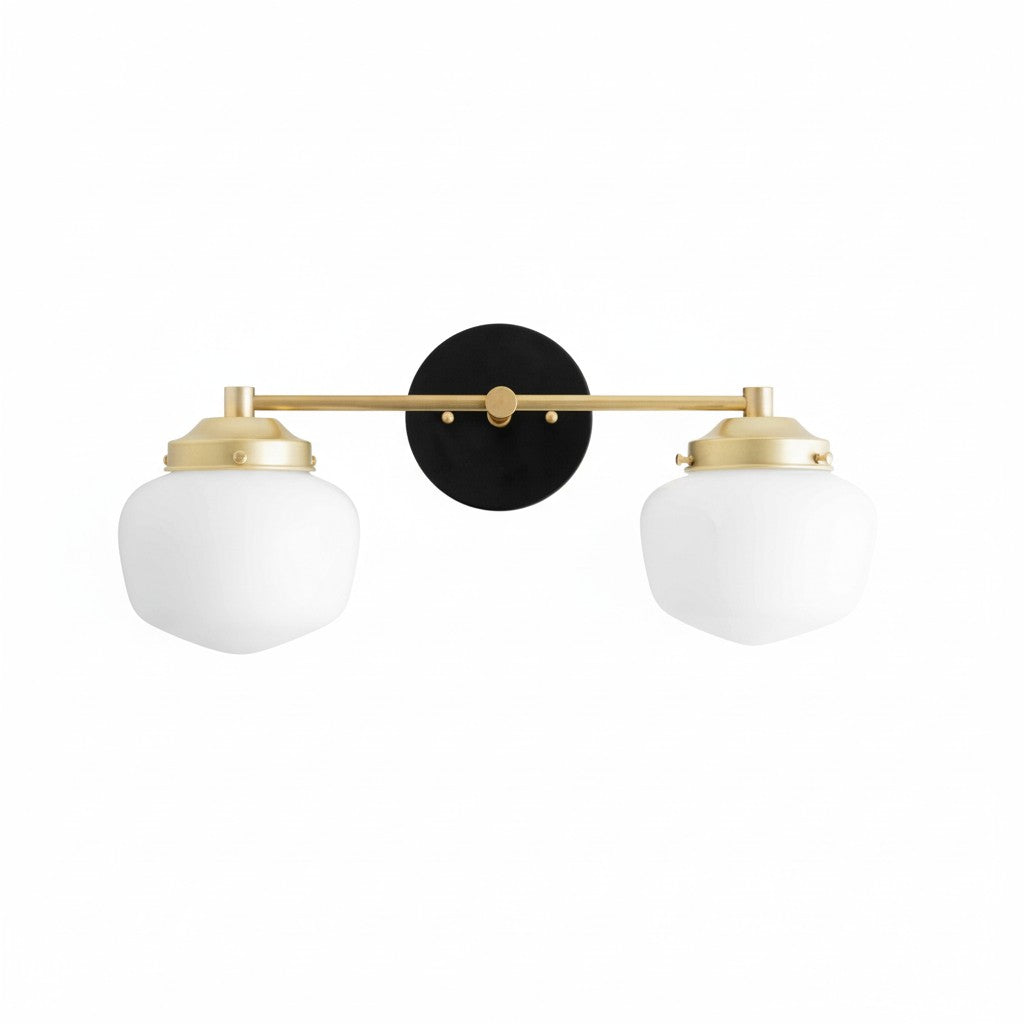 Opalume Glass Art Deco Vanity Light - Bathroom Wall Sconce with White Glass Shades
