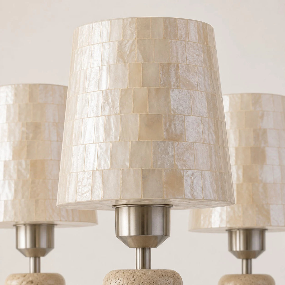 Close view of the natural shell mosaic shades
