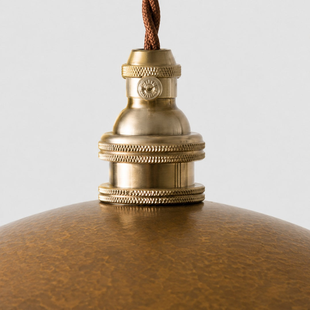Close view of brass lamp holder detail