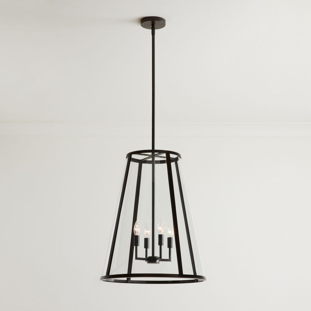 Lámpara colgante de exterior de vidrio Ferrix - Iluminación industrial para porches delanteros