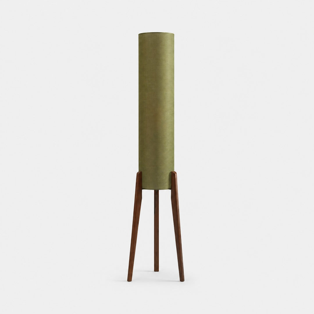 Khaki Green vintage fabric cylinder floor lamp