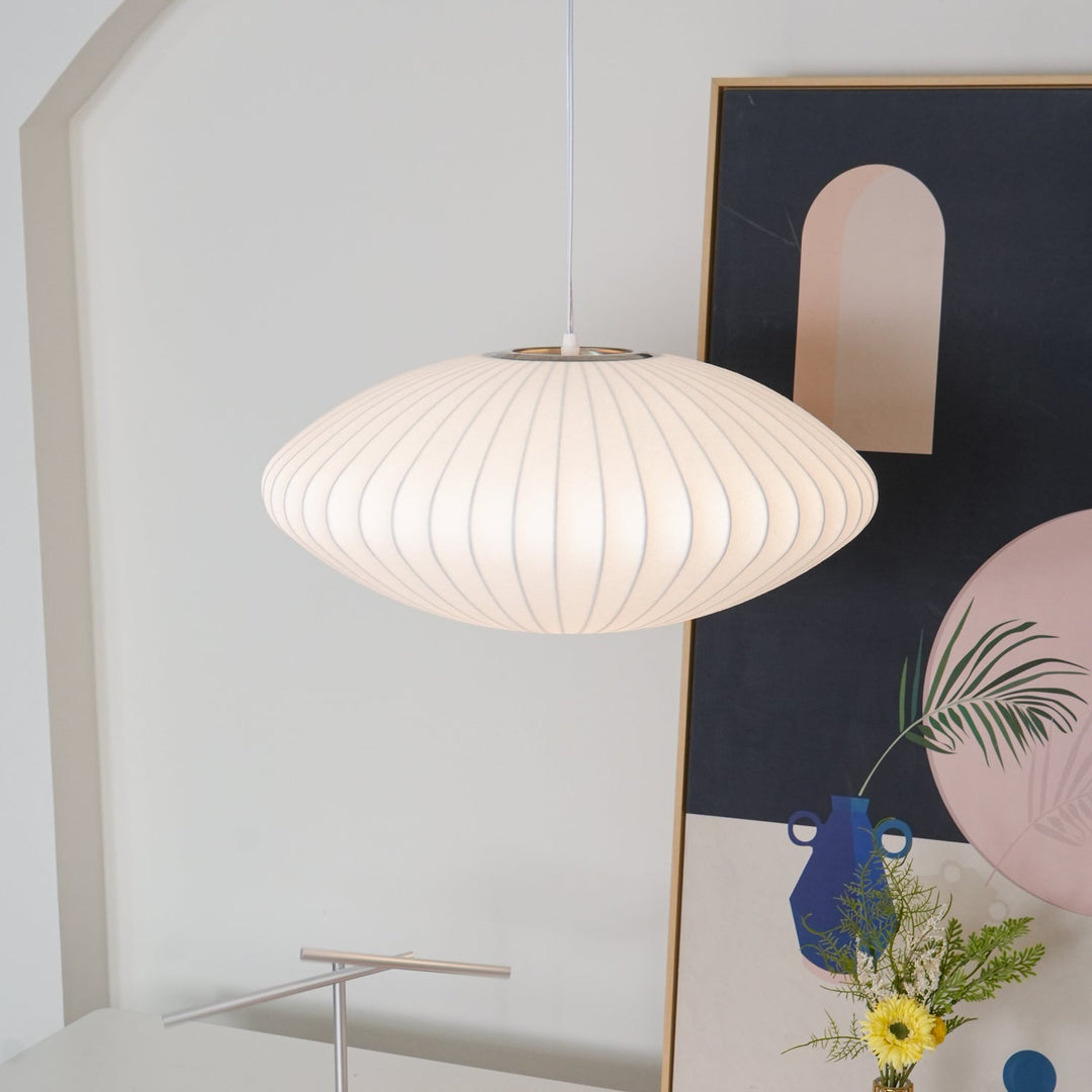 White Geometric Wire Swag Pendant Light