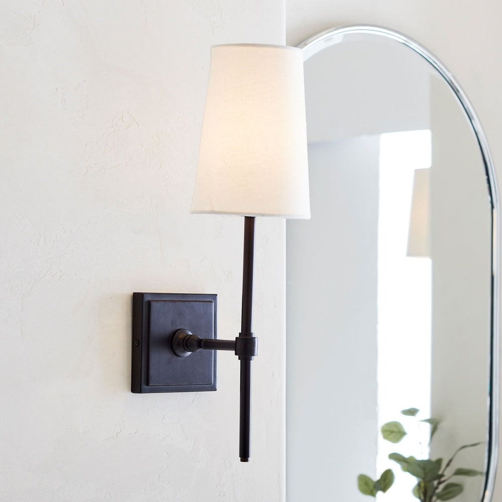 Derlina White Linen Shade Sconce – Classic Single To Triple Wall Light