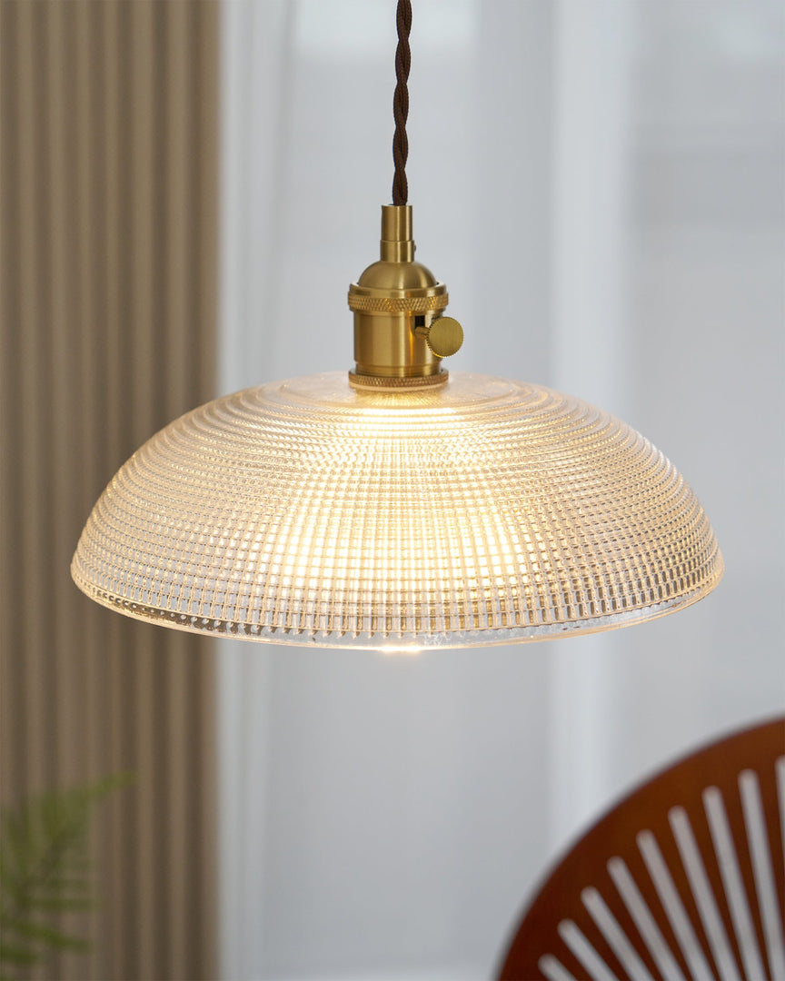 Polished Brass Domed Glass Plug-In Pendant