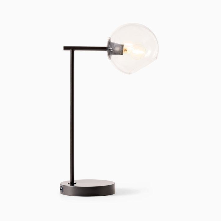 Lámpara de mesa USB de cristal Brina: moderna lámpara de noche con estilo