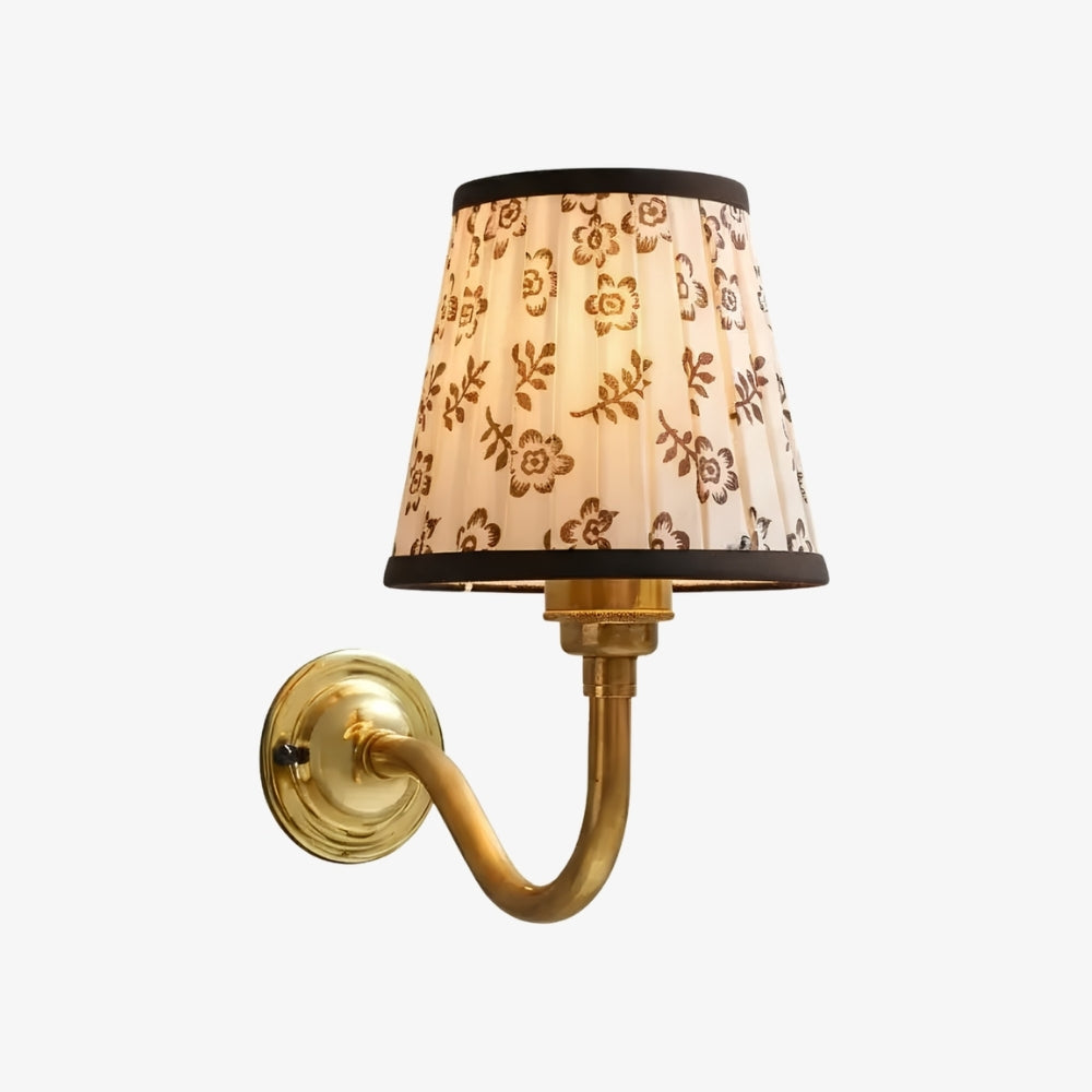 Cottaloy Vintage Fabric Curved Arm Wall Lamp for Living Room or Bedroom