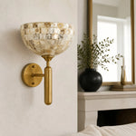 Cargar imagen en el visor de la Galería, White shell mosaic brass wall sconce