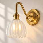 Bild in Gallery-Viewer laden, Vintage Brass Flower Glass Wall Lamp