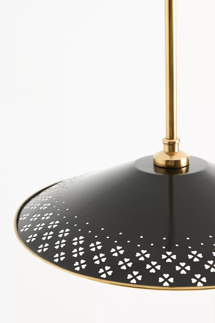 Auriglow Enameled Brass Pendant With Clover Cutout Shade