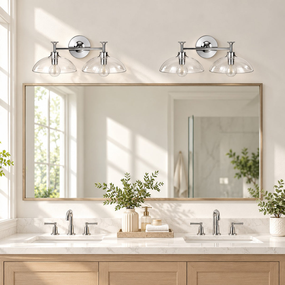 Glass Dome Trumpet Foot Metal Base Vanity Light