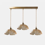 Cargar imagen en el visor de la Galería, Three-light amber flower pendant with brass sockets