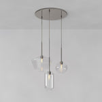 Load image into Gallery viewer, Merin Mixed Sculpture Glass and Metal Triple Chandelier
