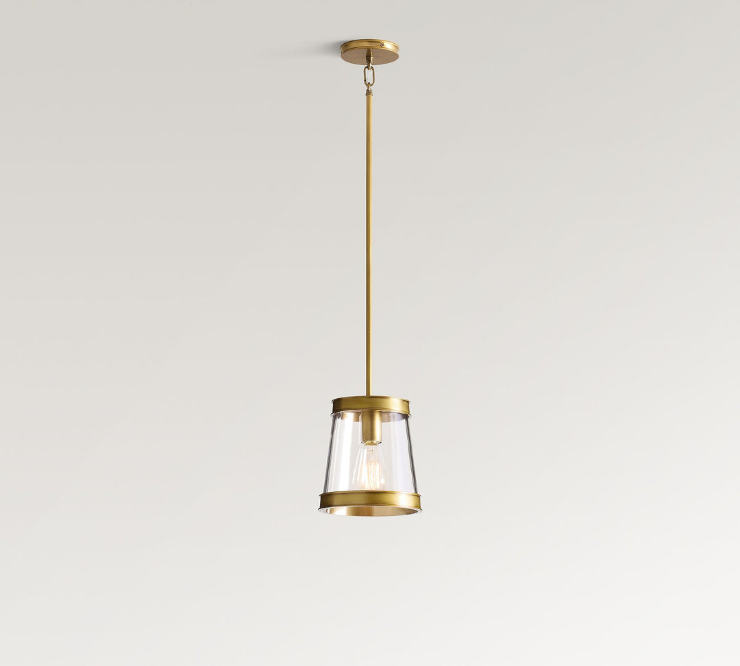 Lámpara colgante Driscoll de vidrio en forma de tambor: lámpara colgante contemporánea de latón