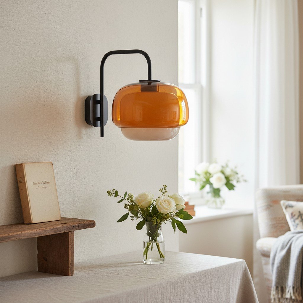 Aplique de pared Clinco con forma de globo de cristal contemporáneo: diseño moderno, iluminación versátil para salón, dormitorio y pasillo.