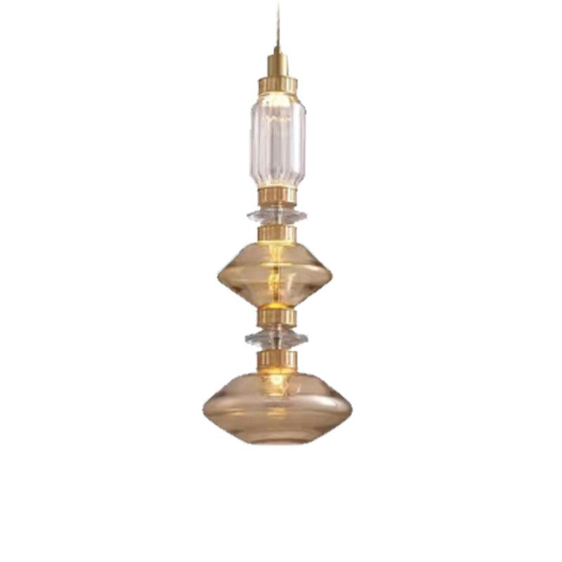 Suspension contemporaine - Fer, métal, verre, or, marron, résistante à l'humidité