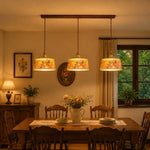 Cargar imagen en el visor de la Galería, Vintage floral ceramic pendant light detail and room view