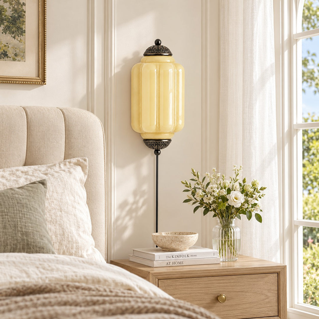 Eloise Fluted Leaf-Relief Plug-In Wall Sconce