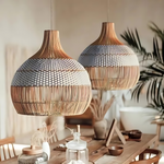 Bild in Gallery-Viewer laden, Luftige Weiße Eleganz Natürliche Rattan-Pendelleuchte