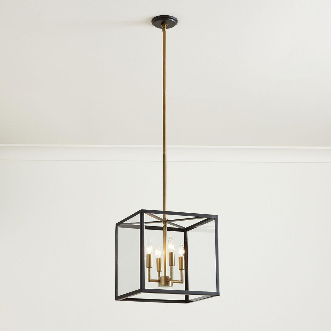 Lámpara colgante de exterior de vidrio Ferrix - Iluminación industrial para porches delanteros