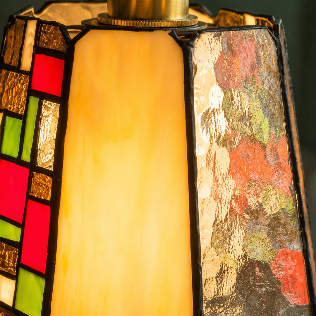 Vintage Rose Stained Glass Pendant Light