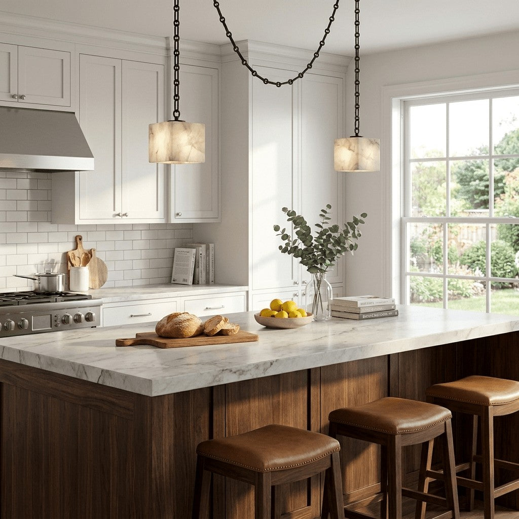 Frosted Alabaster Multi-Light Hardwired Chandelier