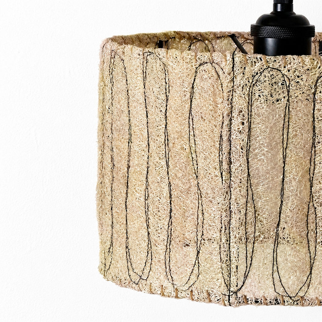 Lámpara colgante de lufa natural - pantalla tejida orgánica para comedor  