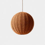 Caramel 40 cm handwoven globe pendant light shown from the front