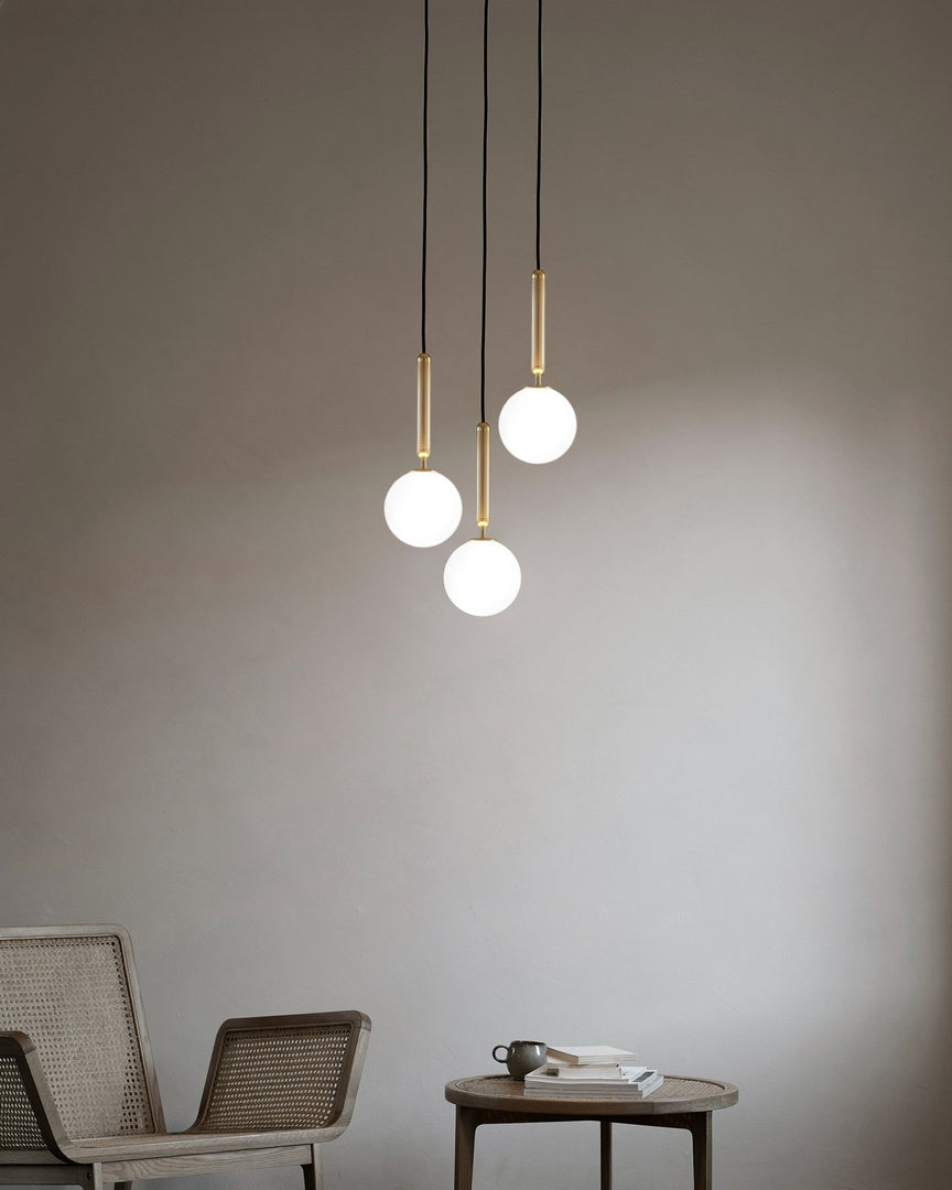 Spherical Brass Glass Plug-In Swag Pendant