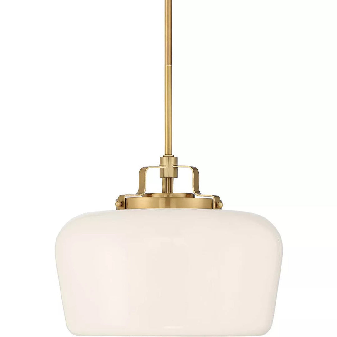 Lámpara colgante de cristal opalino Lirra: moderna lámpara minimalista de metal para cocina y comedor.