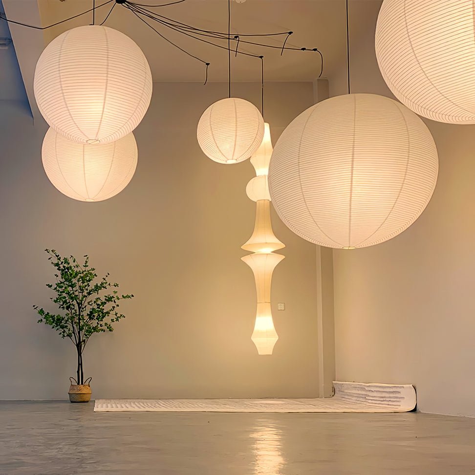 White Handcrafted Mulberry Paper Swag Light