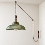 Bild in Gallery-Viewer laden, Vintage Ribbed Glass Shade Plug‑in Swag Pendant Light - Hanging Lamp for Dining and Living Room