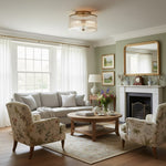 Load image into Gallery viewer, Rivora Vintage Ribbed-Glass Drum Flush Ceiling Light for Living Room
