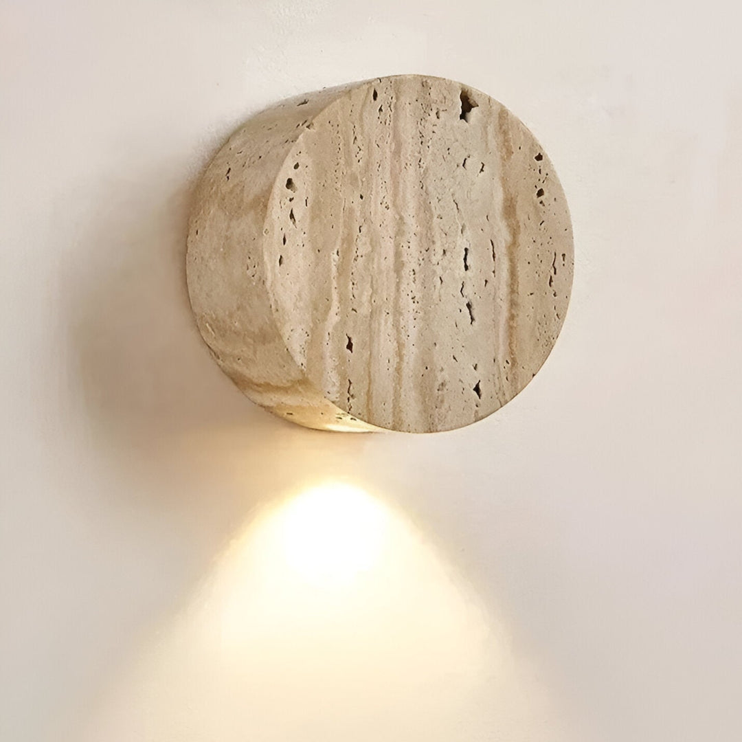 Japanische Wabi Sabi Natürliche Travertin Stein Wandleuchte