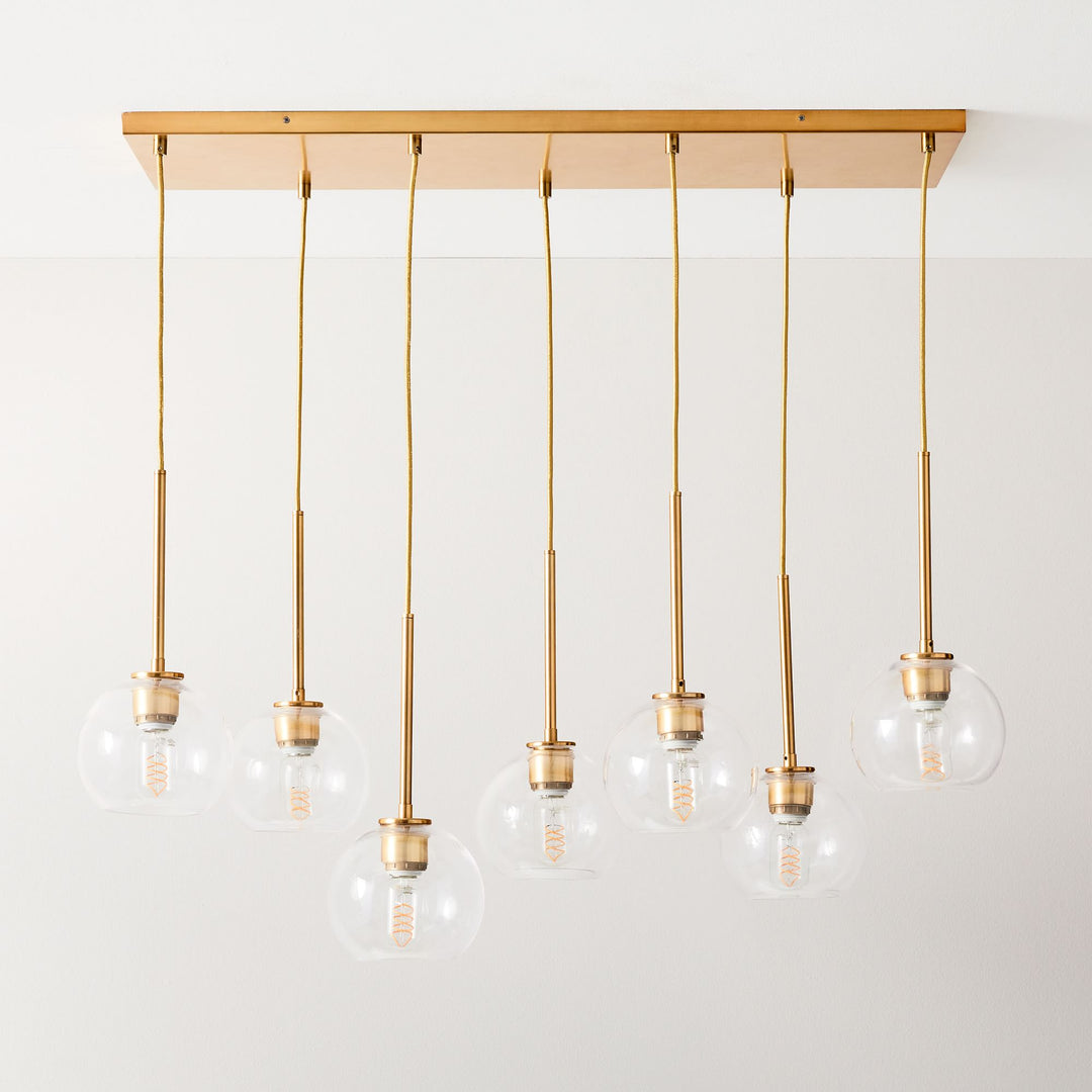 Selvion Eleganter 7-Licht Kugel Kronleuchter – Glas Pendelleuchte