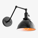 Cargar imagen en el visor de la Galería, Conique Metal Vintage Industrial Swing Arm Wall Lamp - Adjustable Dome Shade for Study
