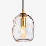 Charger l'image dans la visionneuse de galerie, Hand-Blown Clear Glass Globe Pendant Light with Brass Finish