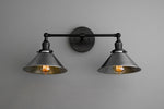 Charger l&#39;image dans la visionneuse de galerie, Conique Metal Industrial Wall Sconce with Dual Cone Shades - Vintage Metal Finish
