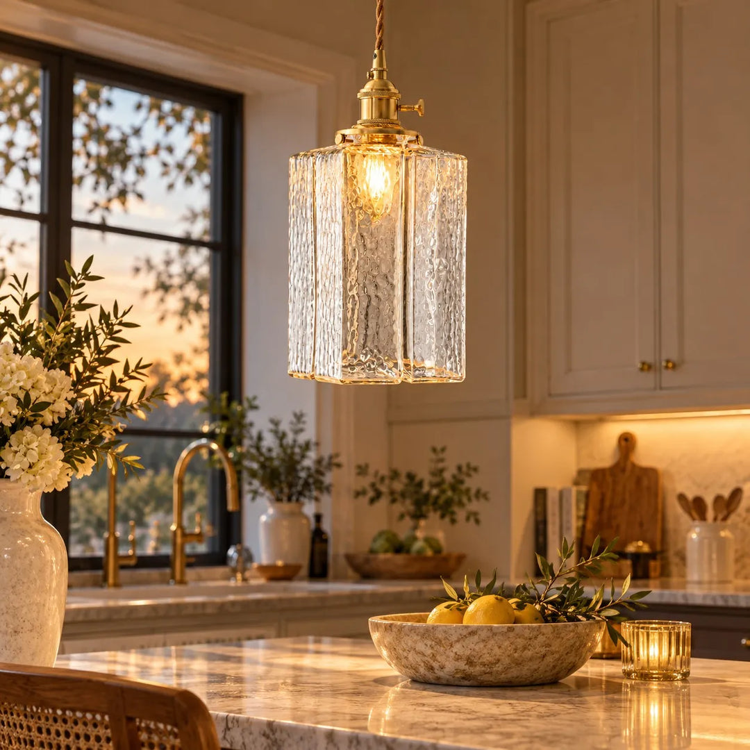 Vintage Sugar-Cube Glass Pendant Lamp