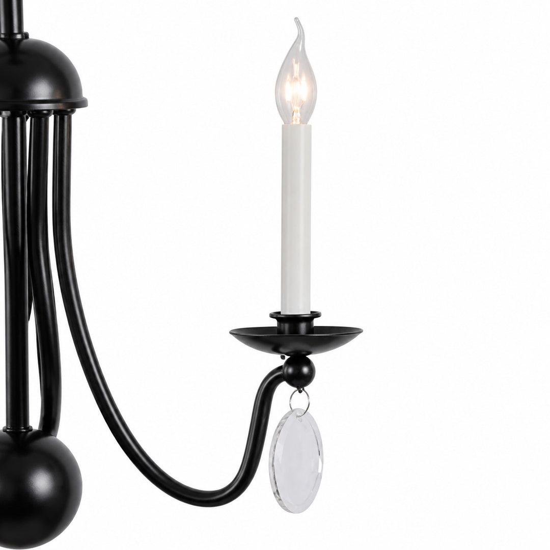 Multi-Layer Black Candle Staircase Chandelier