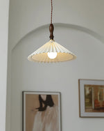 Load image into Gallery viewer, White Fabric Walnut Brass Plug-In Pendant