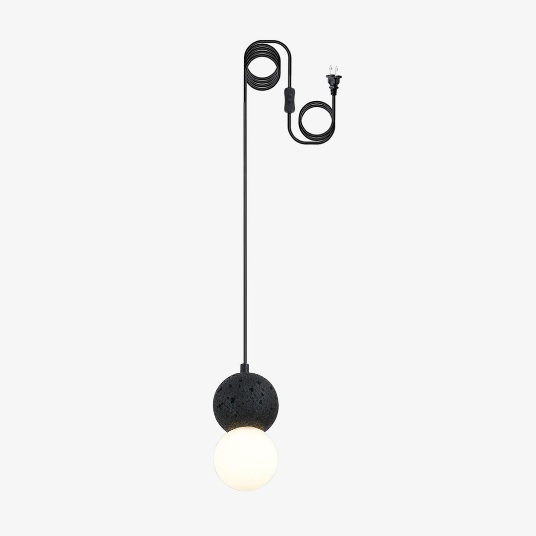Textured Stone And Glass Plug-In Swag Pendant