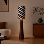 Bild in Gallery-Viewer laden, Striped fabric floor lamp styled beside a sideboard in a warm living room