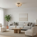 Cargar imagen en el visor de la Galería, Lámpara de Techo Semiempotrada de Vidrio Orilanavo - Diseño Elegante de Paraguas para Dormitorio y Sala de Estar