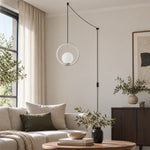 Load image into Gallery viewer, Pearl Glass Sphere Brass Plug-In Pendant