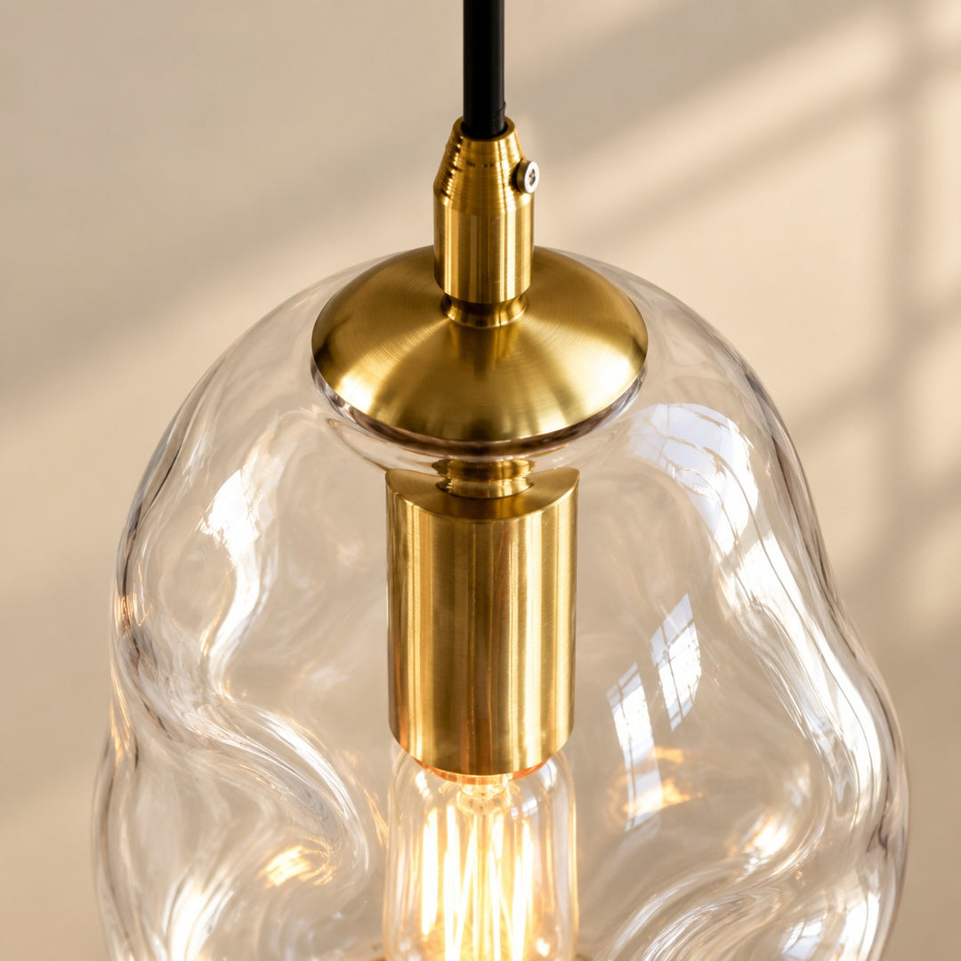Hand-Blown Glass Globe Pendant with two shade heights and a rounded shade