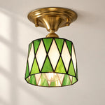 Charger l'image dans la visionneuse de galerie, Vintage Green Mosaic Glass Flush Mount Ceiling Light