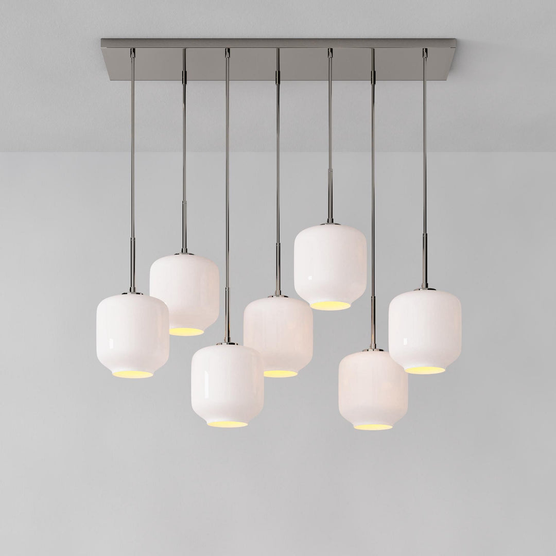 Lumivelle Sculptural 7-Light Chandelier – Adjustable Height Modern Glass Pendant
