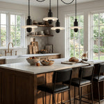 Bild in Gallery-Viewer laden, Black Metal Alabaster Chain-Hung Chandelier